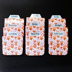 Handmade Magnetic Planner Tabs, trending, coffee, blue, hearts, pink